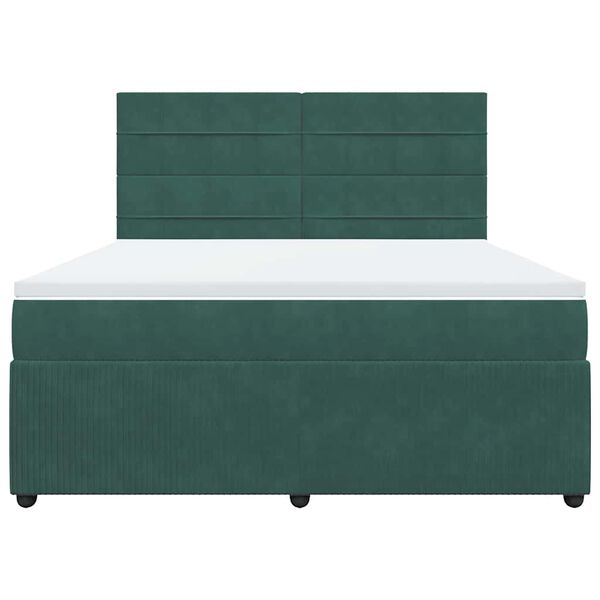 vidaXL Cama com molas/colch&atilde;o 180x200 cm veludo verde-escuro