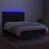 vidaXL Cama box spring c/ colch&atilde;o e LED 140x190 cm tecido preto
