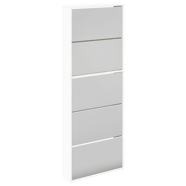 vidaXL Sapateira de 5 divis&oacute;rias com espelho 63x17x169,5 cm branco