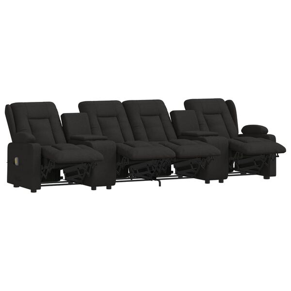 vidaXL Poltrona massagem 4 lug. recl. c/ suportes copo tecido preto