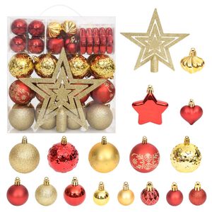 vidaXL 70 pcs conjunto de enfeites de Natal dourado e vermelho