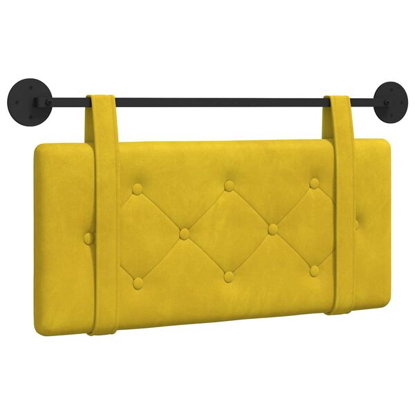 vidaXL Cabeceira Suspensa Amarelo 90 x 55 x 5 cm Veludo