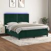 vidaXL Cama box spring c/ colch&atilde;o/LED 160x200 cm veludo verde-escuro