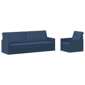 vidaXL Conjunto de Sof&aacute;s 2 pcs Azul Tecido