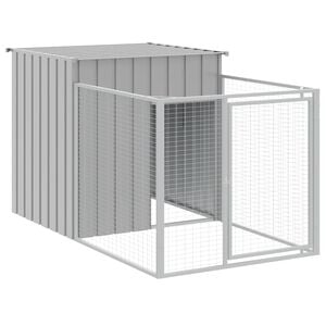 vidaXL Casota para c&atilde;es com corredor cinza claro 110x201x110 cm a&ccedil;o galvanizado
