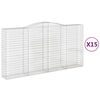 vidaXL Cestos gabi&atilde;o arqueados 15 pcs 400x50x200/220 ferro galvanizado