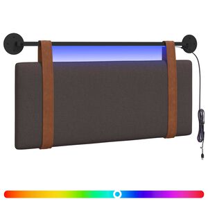 vidaXL Cabeceira suspensa Com luz LED Marrom Escuro PU Antigo