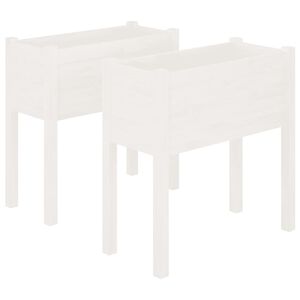 vidaXL Vasos/floreiras de jardim 2 pcs 70x31x70 cm pinho maci&ccedil;o branco