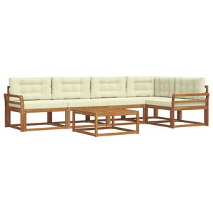 vidaXL Conjunto de Sof&aacute;s para Exterior 6 pcs Natural e Creme