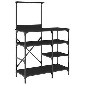 vidaXL Estante de cozinha 90x40x132 cm derivados madeira/metal preto