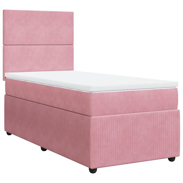 vidaXL Cama com molas/colch&atilde;o 90x190 cm veludo rosa
