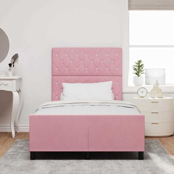 vidaXL Cama Box com cabeceira Rosa 120 x 200 cm Veludo