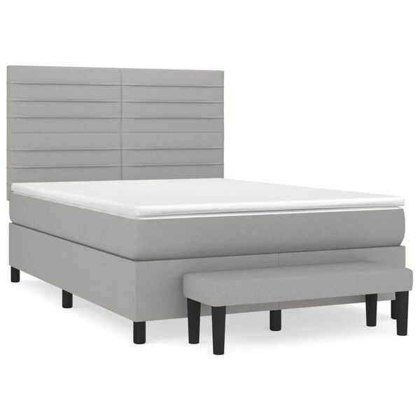 vidaXL Cama com molas/colch&atilde;o 140x190 cm tecido cinzento-claro