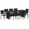 vidaXL Conjunto de Jantar para Jardim 9 pcs Preto vime PE