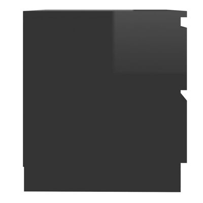 vidaXL Mesa de cabeceira 50x39x43,5 cm contraplacado preto brilhante