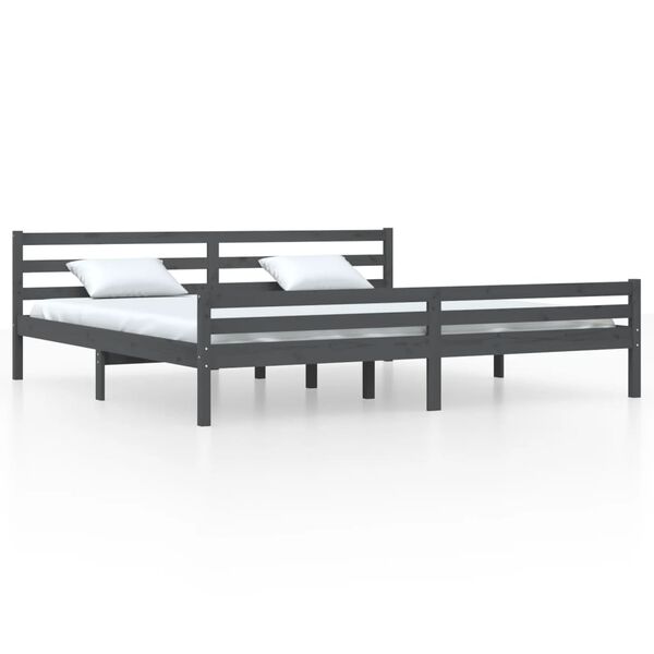 vidaXL Estrutura de cama 200x200 cm madeira maci&ccedil;a cinzento