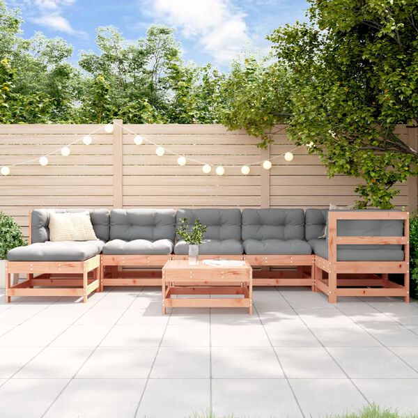vidaXL 8 pcs conjunto lounge de jardim madeira de douglas maci&ccedil;a