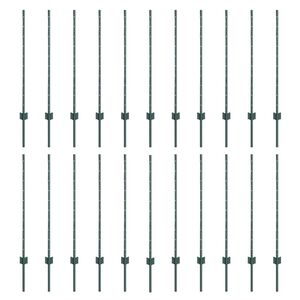 vidaXL Poste de Cerca Embutido 22 unid. Verde 140 cm