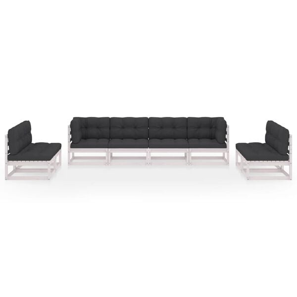vidaXL 8 pcs conjunto lounge de jardim com almofad&otilde;es pinho maci&ccedil;o
