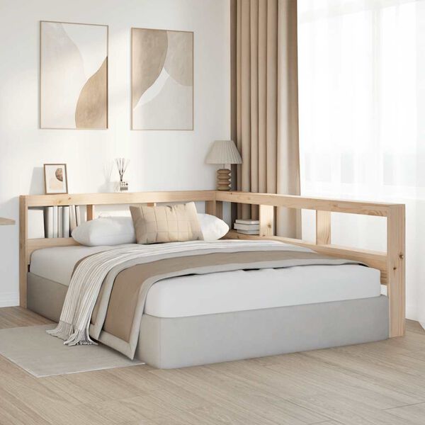 vidaXL Estante cabeceira forma de L 140 cm madeira de pinho maci&ccedil;a