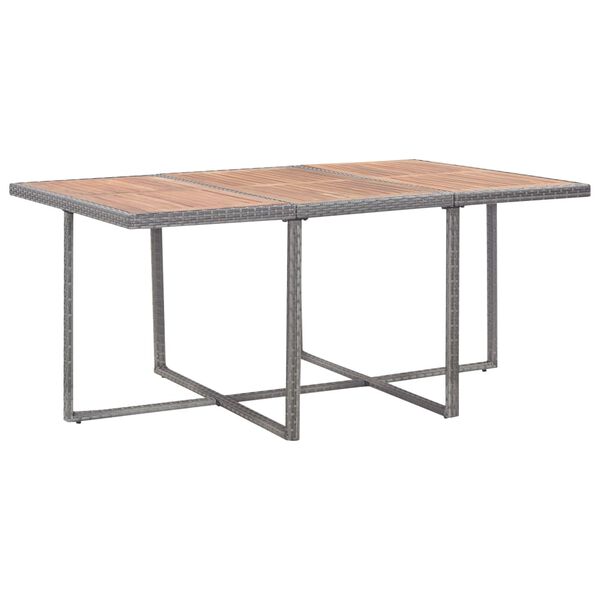 vidaXL Conjunto de 11 pcs de jantar no exterior com almofad&otilde;es em vime PE cinzento