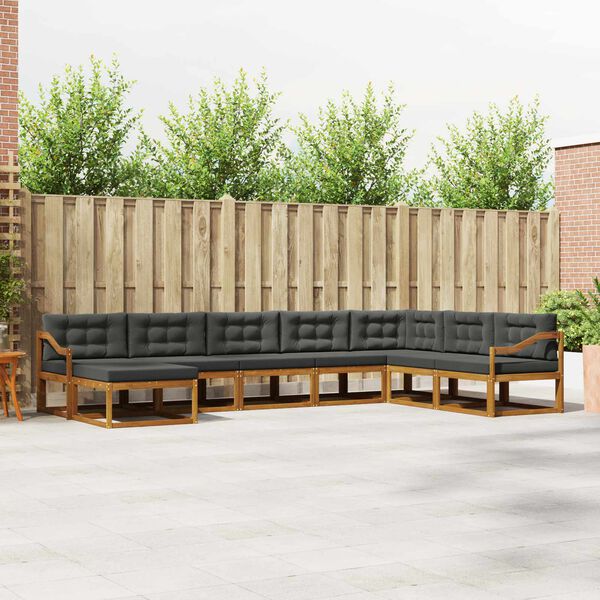 vidaXL Conjunto de Sof&aacute;s para Exterior 8 pcs Natural e Antracite