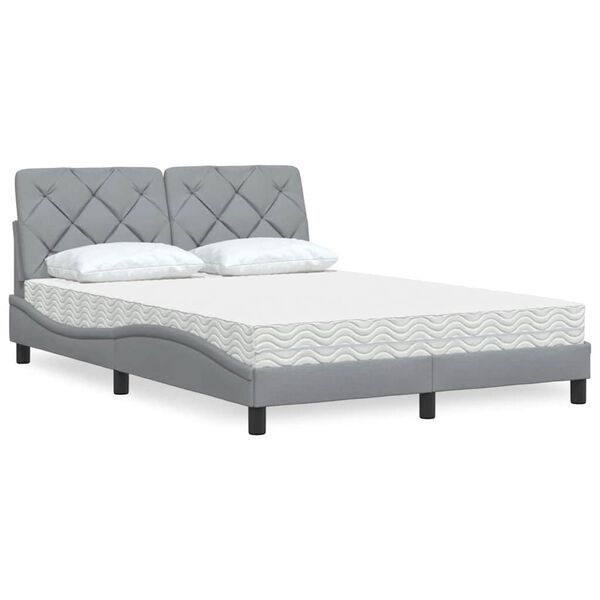 vidaXL Cama com colch&atilde;o 120x200 cm tecido cinza-claro