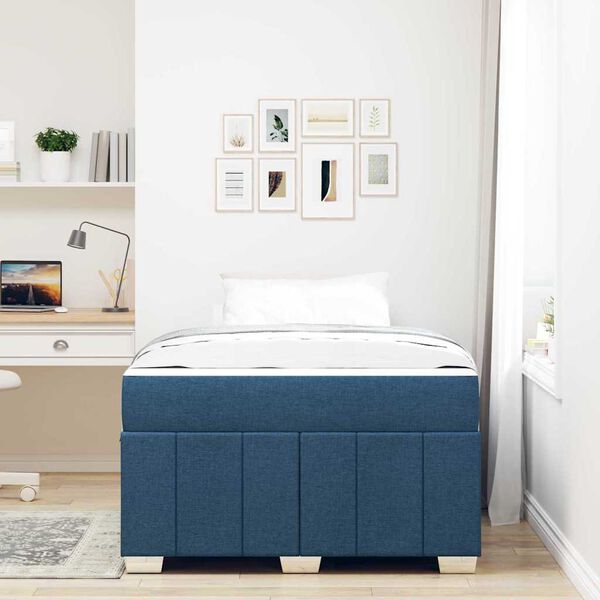 vidaXL Estrutura da Cama com colch&atilde;o Azul 120 x 200 cm tecido