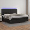 vidaXL Cama box spring c/ colch&atilde;o/LED 200x200cm couro artificial preto