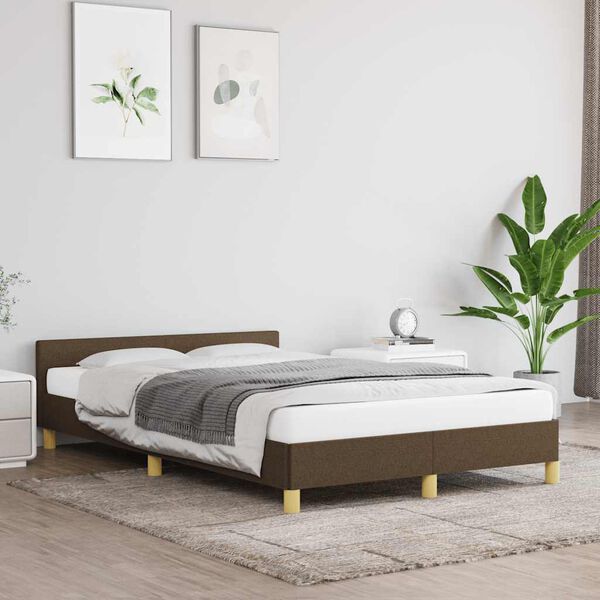 vidaXL Estrutura de cama sem colchão 120x200 cm tecido castanho-escuro