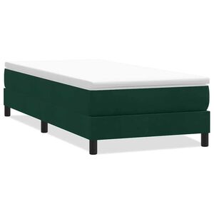 vidaXL Box Cama de primavera sem Colch&atilde;o Verde Escuro 90x210 cm Veludo