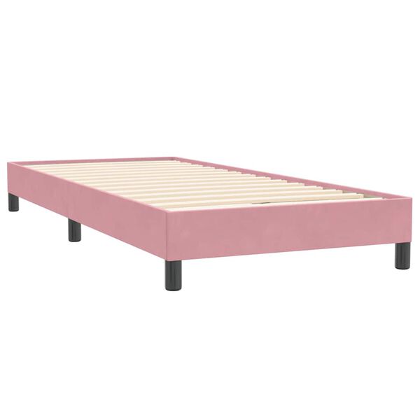 vidaXL Cama com molas/colch&atilde;o 80x220 cm veludo rosa