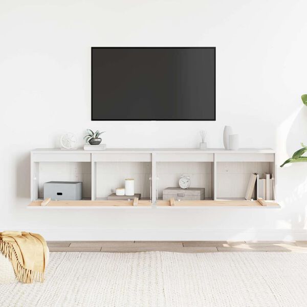 vidaXL Armários de parede 2 pcs 80x30x35 cm pinho maciço branco