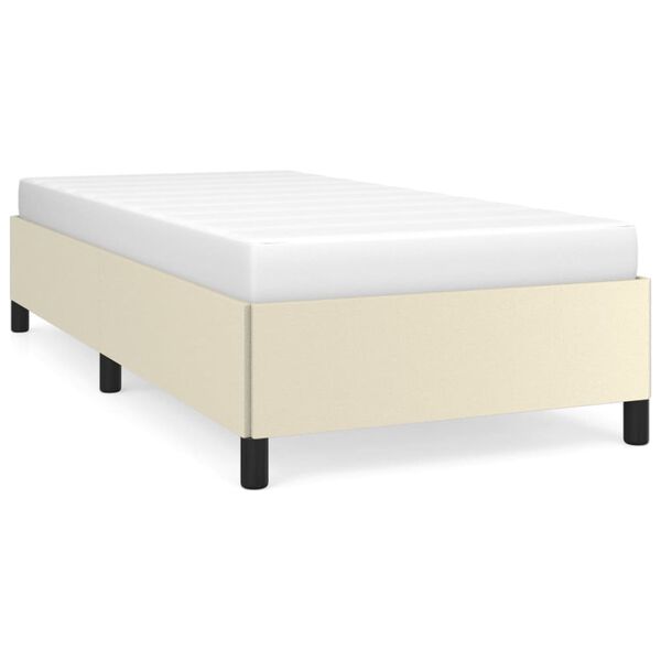 vidaXL Estrutura de cama 100x200 cm couro artificial cor creme
