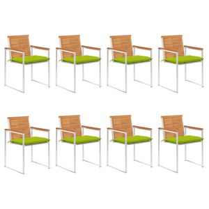 vidaXL Cadeiras de jardim 8 pcs c/ almofad&otilde;es madeira de ac&aacute;cia maci&ccedil;a
