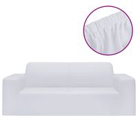 vidaXL Capa de sofá elástica 2 lugares jersey de poliéster branco