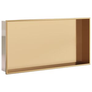vidaXL Nicho parede p/ duche 62x32x9cm a&ccedil;o inoxid&aacute;vel dourado escovada