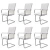 vidaXL Cadeiras de jantar cantilever 6 pcs couro artificial branco