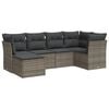 vidaXL 6 pcs conjunto sof&aacute;s de jardim com almofad&otilde;es vime cinzento
