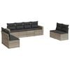 vidaXL 8 pcs conj. sof&aacute;s jardim c/ almofad&otilde;es vime PE cinzento-claro