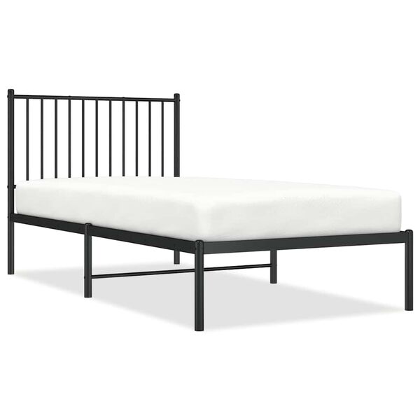 vidaXL Estrutura de cama com cabeceira 90x190 cm metal preto