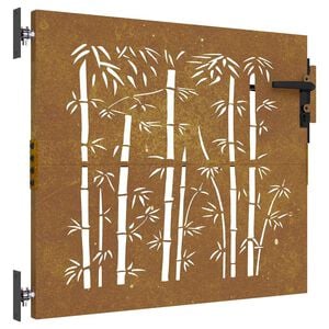 vidaXL Port&atilde;o de jardim 85x75 cm a&ccedil;o corten design bambu