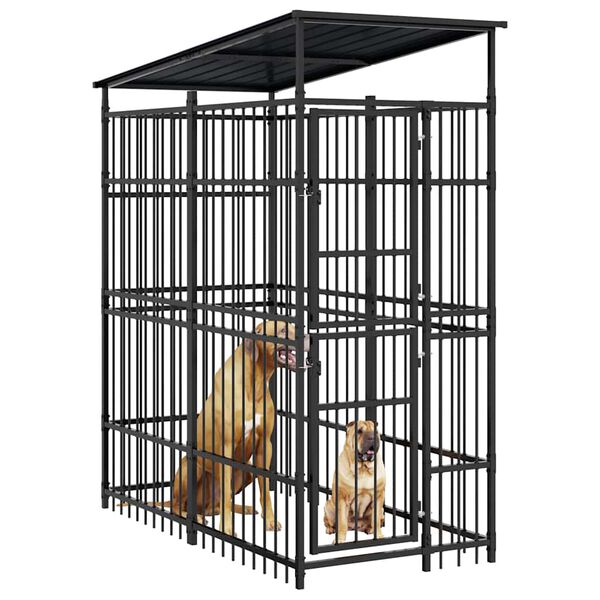 vidaXL Canil de exterior com telhado 1,84 m&sup2; a&ccedil;o