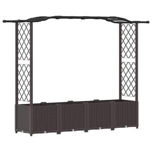 vidaXL Cama Elevada com Treli&ccedil;a e Telhado Castanho 204 x 40 x 141 cm
