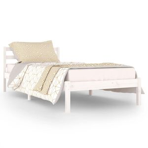 vidaXL Estrutura de cama 90x200 cm pinho maci&ccedil;o branco