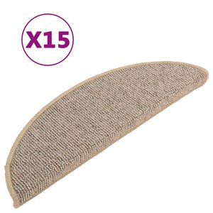 vidaXL Tapetes de escada 15 pe&ccedil;as 56x17x3 cm marrom semicircular