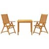 vidaXL 3 pcs conjunto de jantar para jardim 85x85x74 cm madeira de ac&aacute;cia maci&ccedil;a