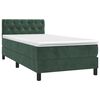 vidaXL Cama box spring c/ colch&atilde;o/LED 80x200 cm veludo verde-escuro