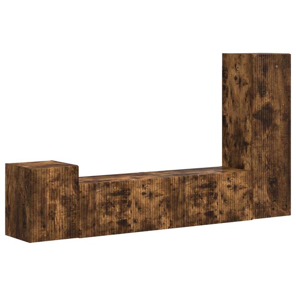 vidaXL Conjunto de m&oacute;vel de TV 4 pcs Carvalho Defumado