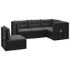 vidaXL 5 pcs conjunto lounge de jardim c/ almofad&otilde;es vime PE preto